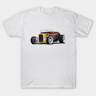 Custom Hot Rod Roadster Car with Flame T-Shirt